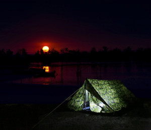 tent by the lake